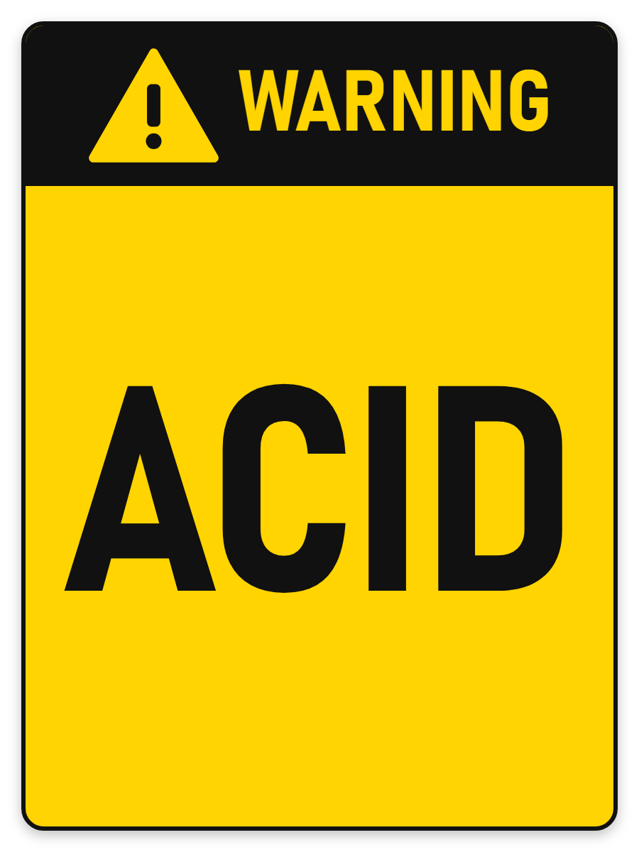 Warning Acid sign – yellow warning safety sign by Bold Safety Signs