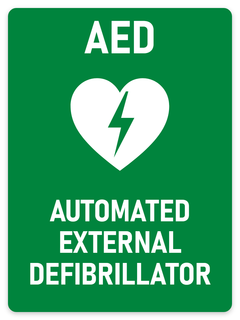 AED Automated External Defibrillator sign – green first aid and emergency safety sign by Bold Safety Signs