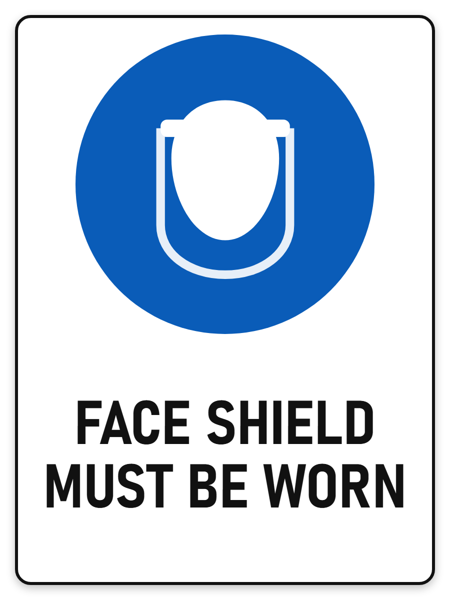 Face Shield Must Be Worn sign – blue mandatory PPE safety sign by Bold Safety Signs
