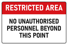 No Unauthorised Personnel Beyond This Point sign – security safety sign by Bold Safety Signs