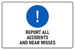 Report All Accidents sign – blue mandatory PPE safety sign by Bold Safety Signs