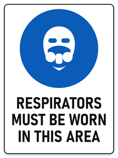Respirators Must Be Worn sign – blue mandatory PPE safety sign by Bold Safety Signs