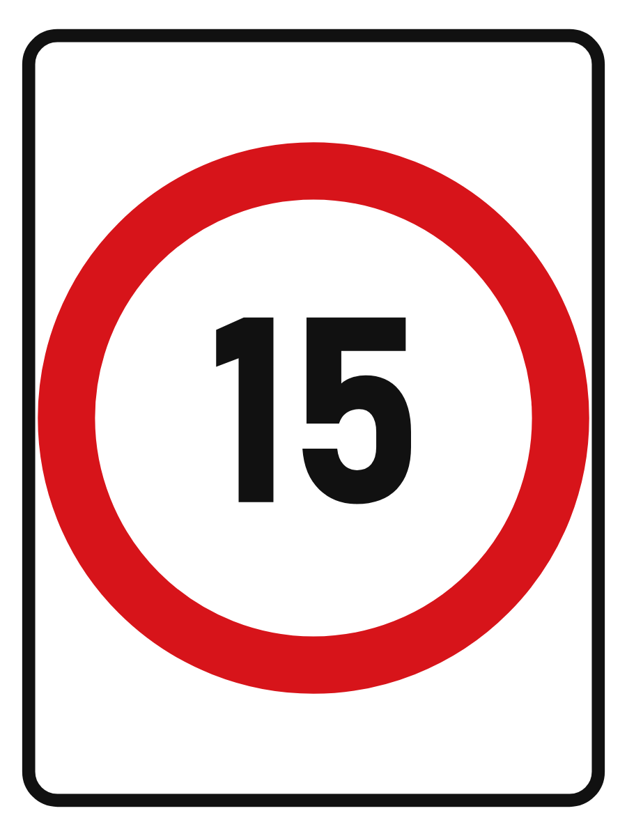 Speed Limit 15 km/h sign – aluminium reflective traffic sign by Bold Safety Signs