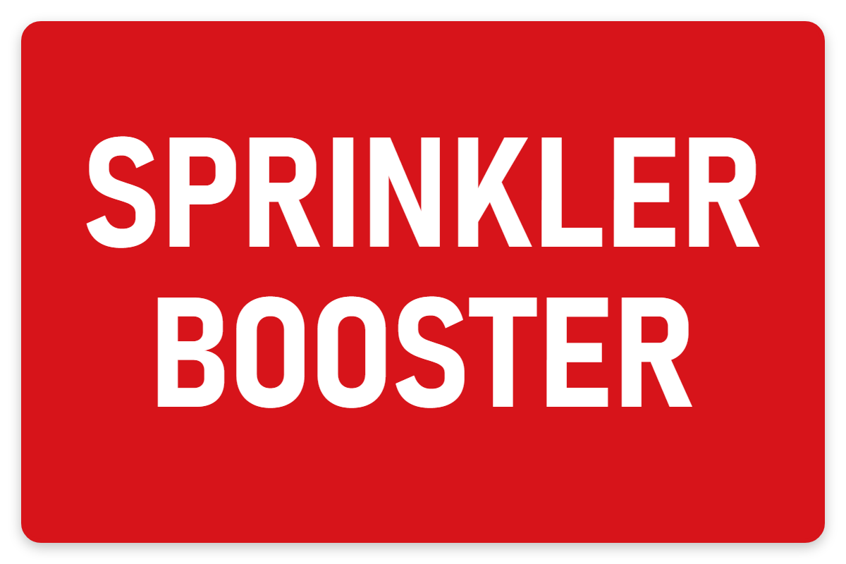 Sprinkler Booster sign – fire and emergency safety sign by Bold Safety Signs