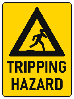 Tripping Hazard sign – yellow warning safety sign by Bold Safety Signs