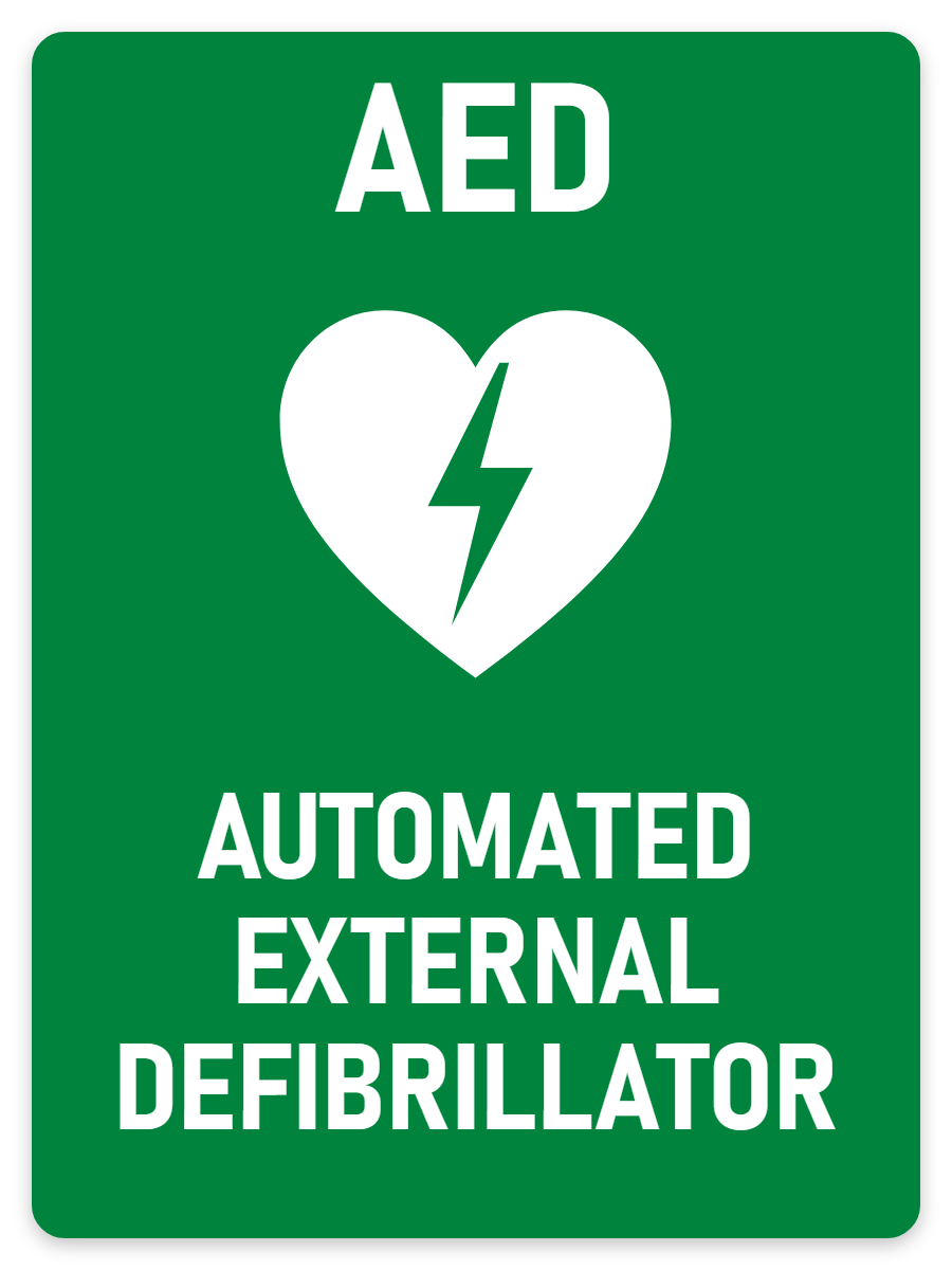 AED Automated External Defibrillator sign – green first aid and emergency safety sign by Bold Safety Signs