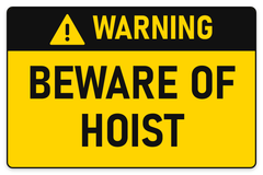 Warning Beware of Hoist sign – yellow warning safety sign by Bold Safety Signs