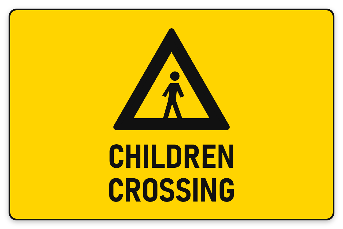 Warning Children Crossing sign – yellow warning safety sign by Bold Safety Signs