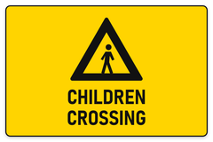 Warning Children Crossing sign – yellow warning safety sign by Bold Safety Signs