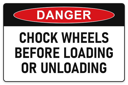 Chock Wheels Before Loading or Unloading Danger Sign – CHOCK WHEELS BEFORE LOADING OR UNLOADING
