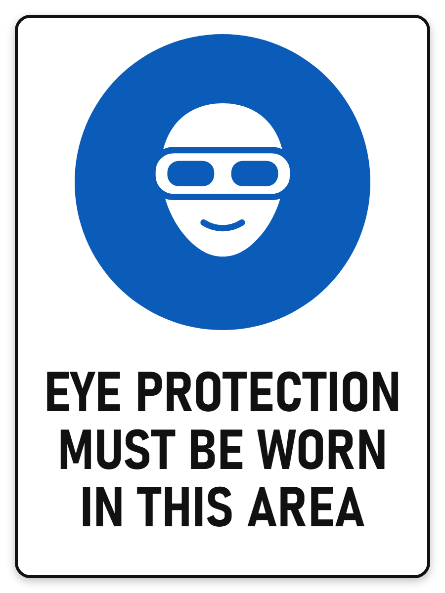 Eye Protection Must Be Worn sign – blue mandatory PPE safety sign by Bold Safety Signs