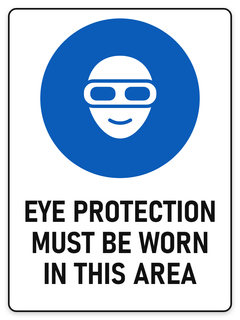 Eye Protection Must Be Worn sign – blue mandatory PPE safety sign by Bold Safety Signs