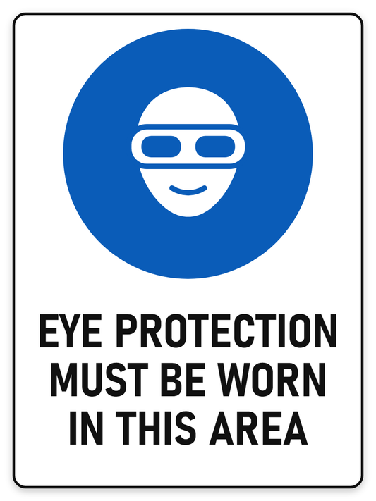 Eye Protection Must Be Worn sign – blue mandatory PPE safety sign by Bold Safety Signs