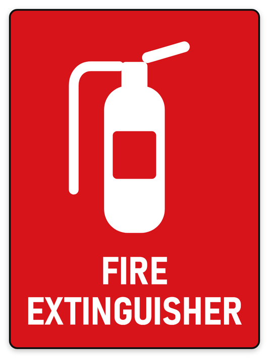 Fire Extinguisher sign with white extinguisher symbol on red