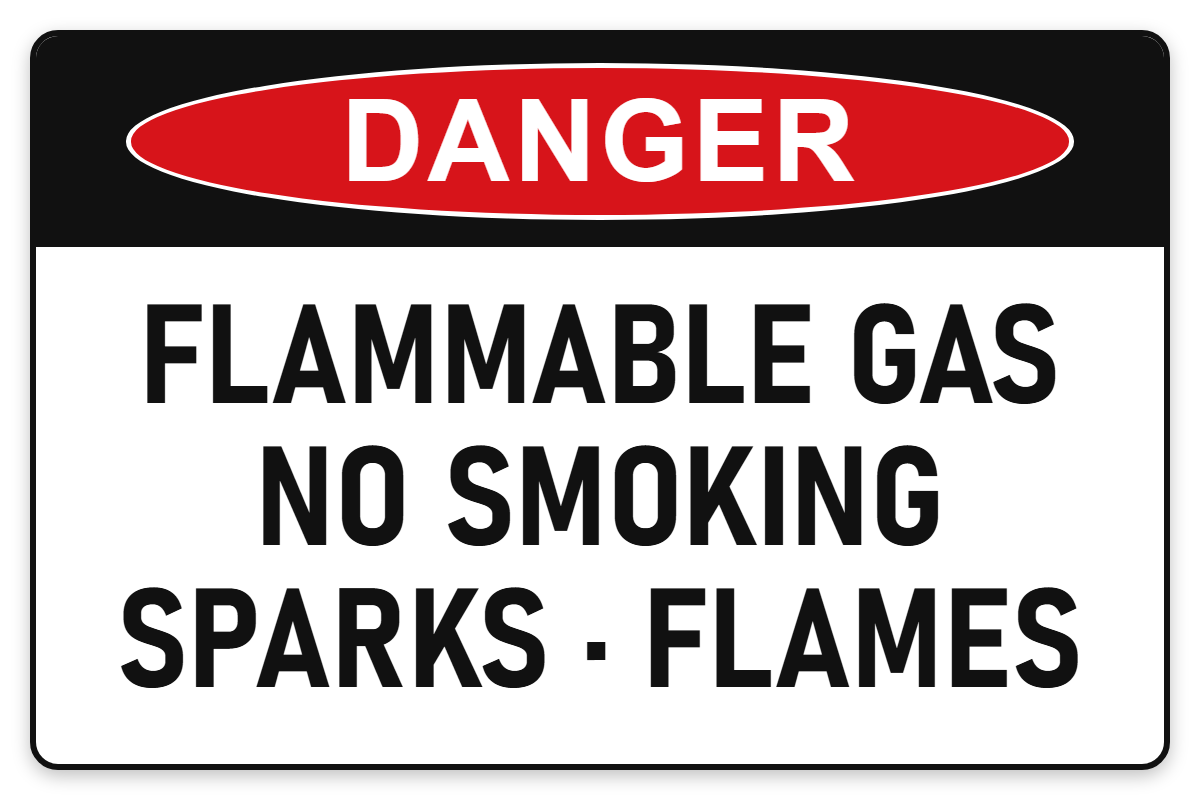 Flammable Gas – No Smoking, Sparks or Flames Danger Sign – FLAMMABLE GAS NO SMOKING SPARKS · FLAMES
