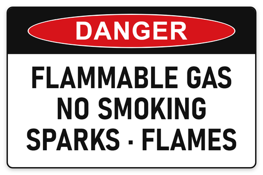 Flammable Gas – No Smoking, Sparks or Flames Danger Sign – FLAMMABLE GAS NO SMOKING SPARKS · FLAMES