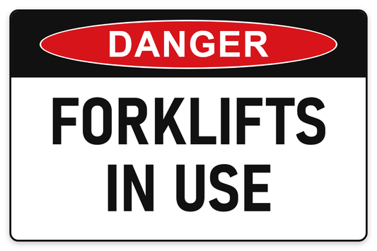 Forklifts in Use Danger Sign – FORKLIFTS IN USE