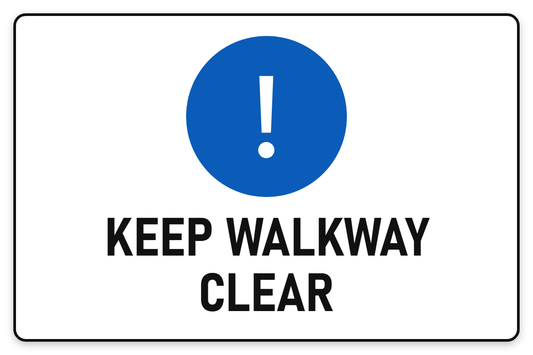 Keep Walkway Clear sign – blue mandatory PPE safety sign by Bold Safety Signs