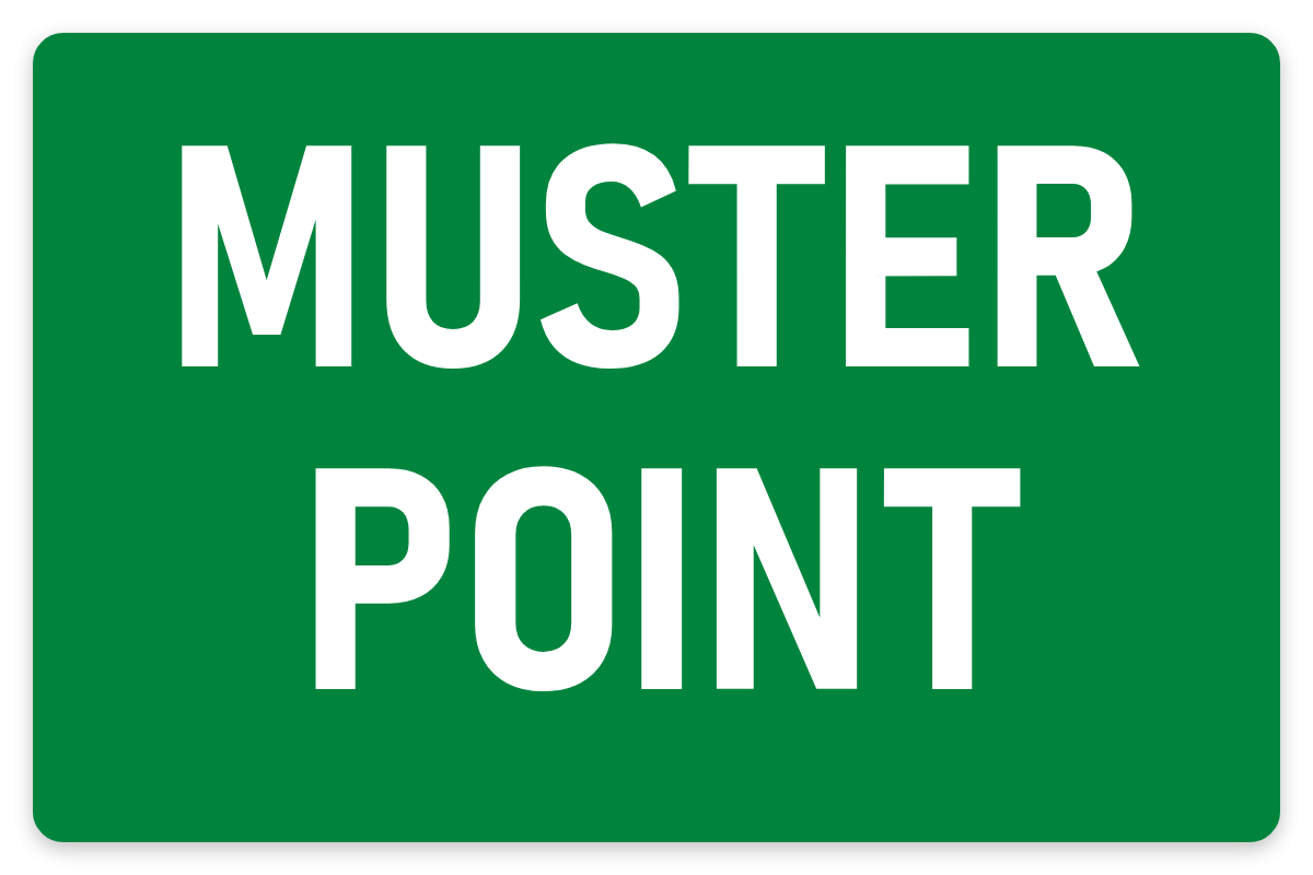 Muster Point sign – fire and emergency safety sign by Bold Safety Signs