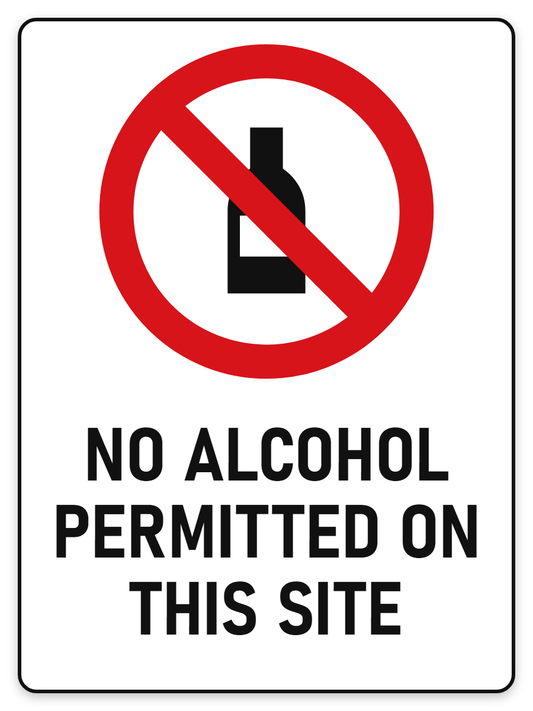 No Alcohol Permitted On This Site sign – red prohibition safety sign by Bold Safety Signs