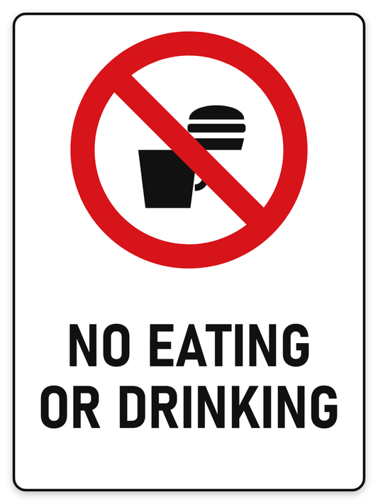No Eating or Drinking sign – red prohibition safety sign by Bold Safety Signs