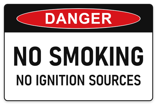 No Smoking – No Ignition Sources Danger Sign – NO SMOKING NO IGNITION SOURCES