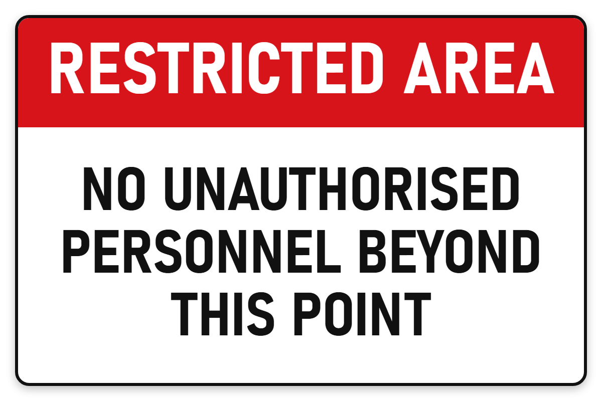 No Unauthorised Personnel Beyond This Point sign – security safety sign by Bold Safety Signs