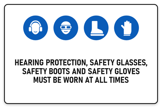 PPE Must Be Worn sign – blue mandatory PPE safety sign by Bold Safety Signs