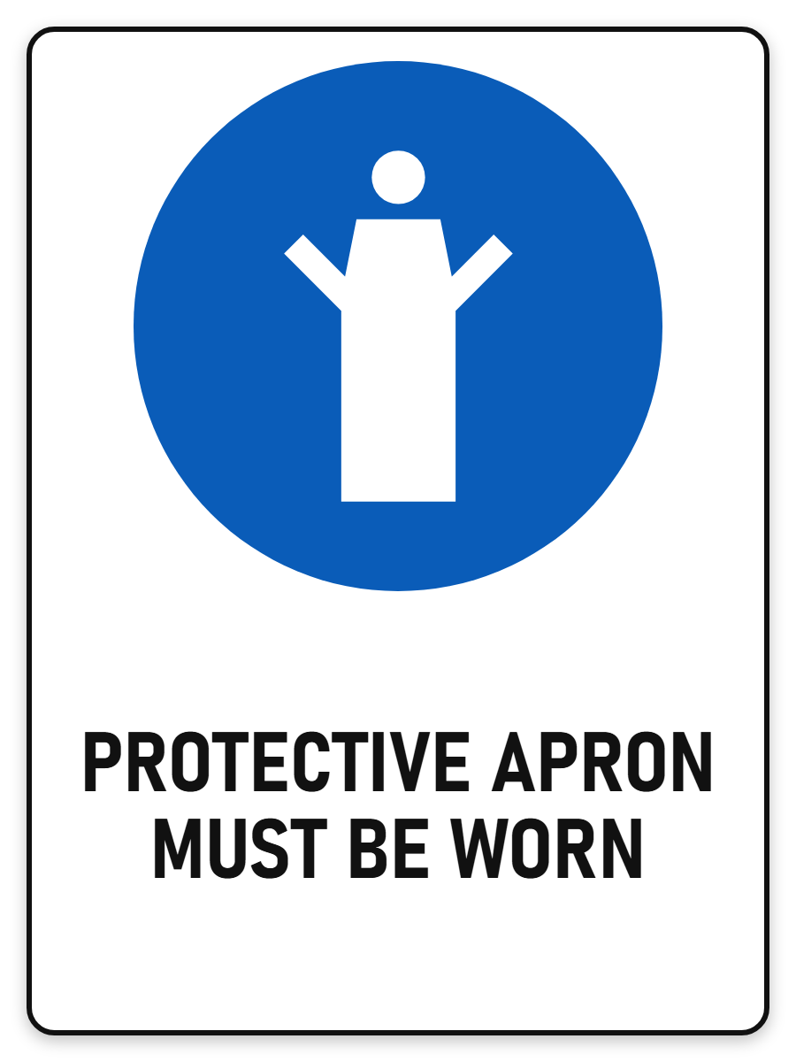 Protective Apron Must Be Worn sign – blue mandatory PPE safety sign by Bold Safety Signs