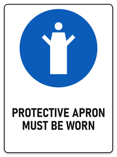 Protective Apron Must Be Worn sign – blue mandatory PPE safety sign by Bold Safety Signs