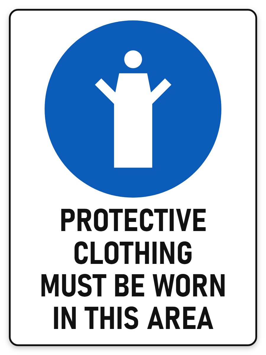 Protective Clothing Must Be Worn sign – blue mandatory PPE safety sign by Bold Safety Signs