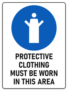 Protective Clothing Must Be Worn sign – blue mandatory PPE safety sign by Bold Safety Signs