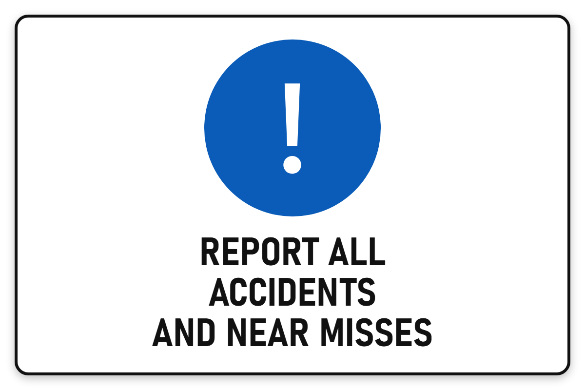 Report All Accidents sign – blue mandatory PPE safety sign by Bold Safety Signs