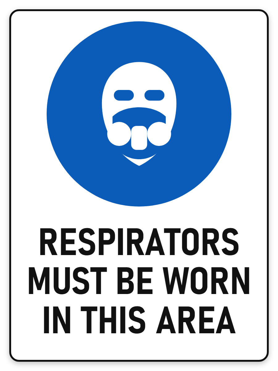 Respirators Must Be Worn sign – blue mandatory PPE safety sign by Bold Safety Signs