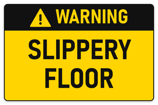 Warning Slippery Floor sign – yellow warning safety sign by Bold Safety Signs