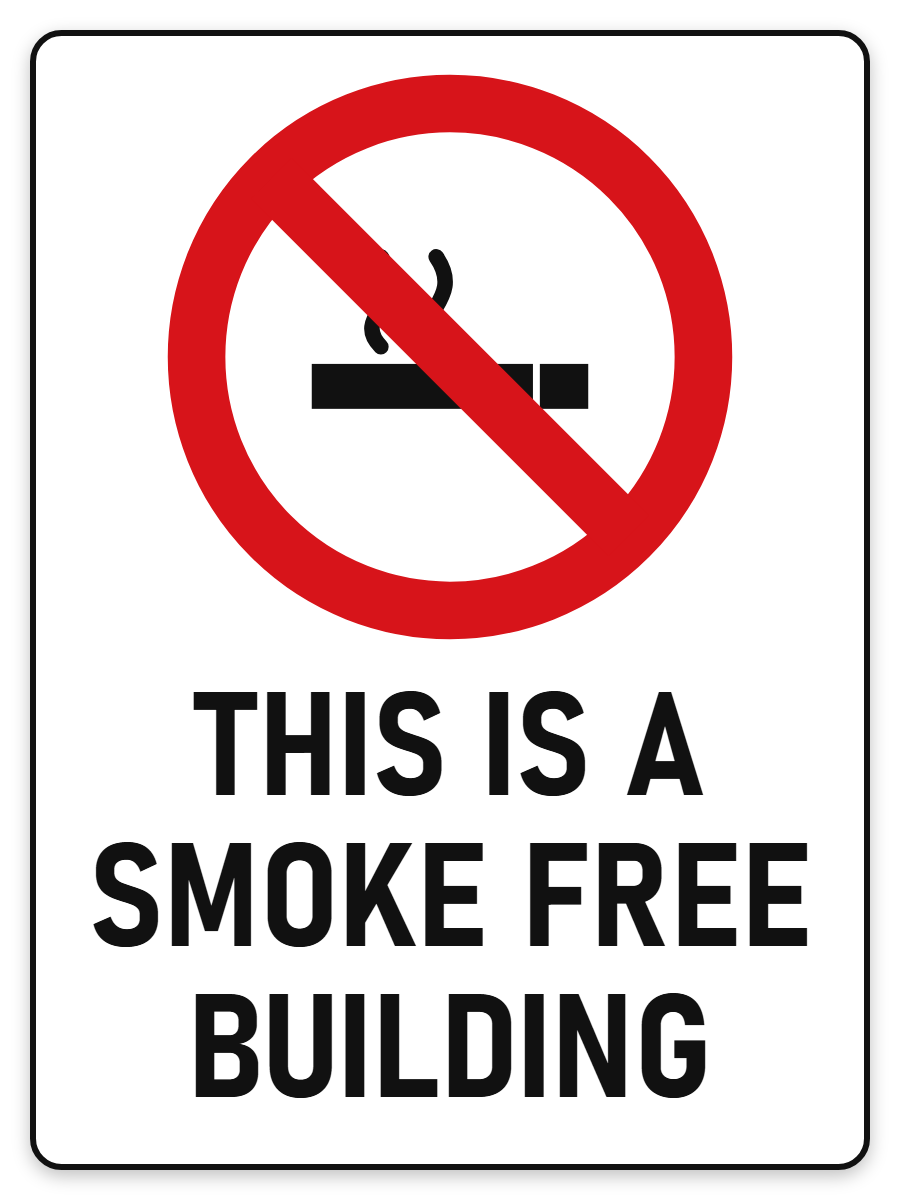 This Is a Smoke Free Building sign – no smoking prohibition safety sign by Bold Safety Signs
