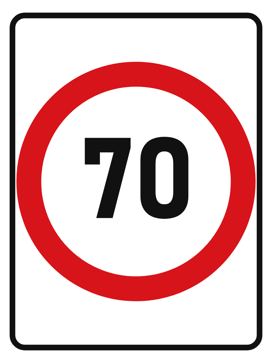 Speed Limit 70 km/h sign – aluminium reflective traffic sign by Bold Safety Signs