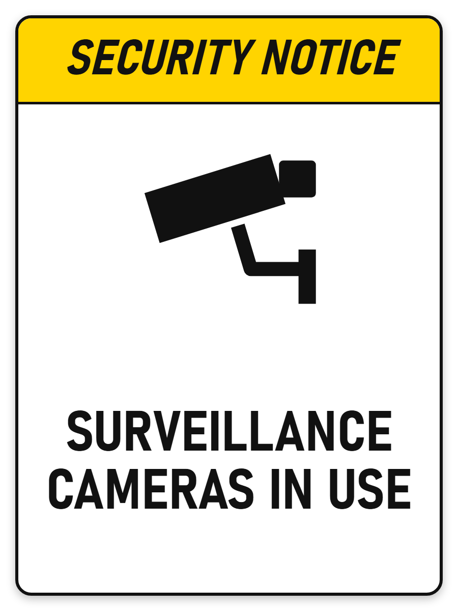 Security Notice Surveillance Cameras In Use sign – security safety sign by Bold Safety Signs