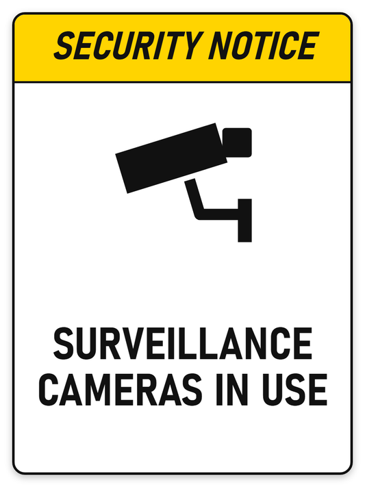 Security Notice Surveillance Cameras In Use sign – security safety sign by Bold Safety Signs