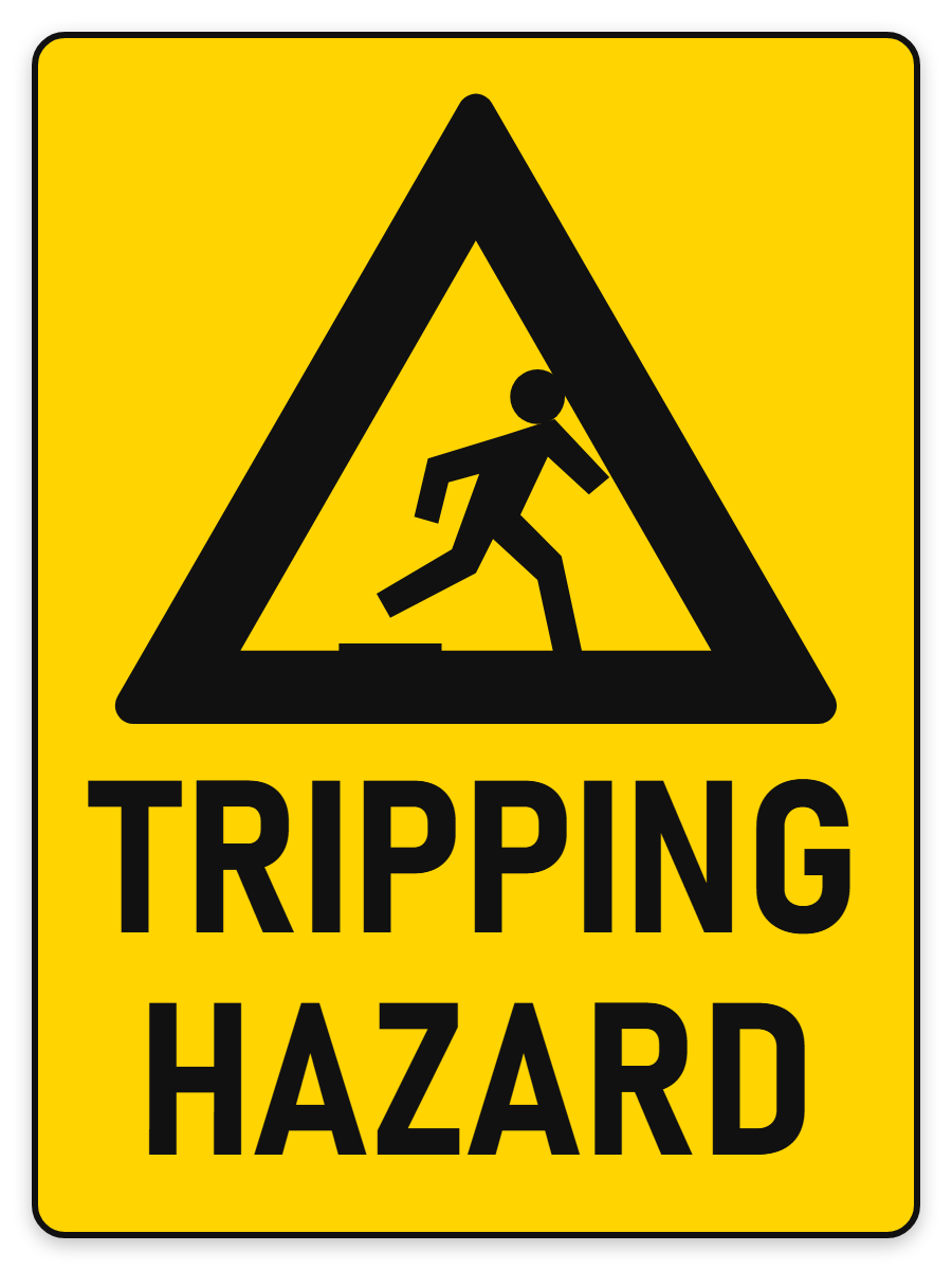 Tripping Hazard sign – yellow warning safety sign by Bold Safety Signs