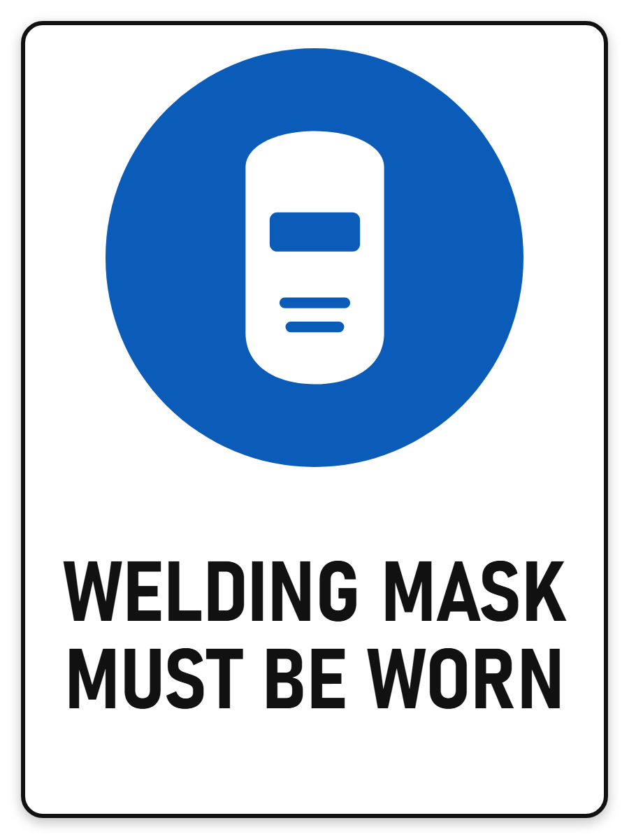 Welding Mask Must Be Worn sign – blue mandatory PPE safety sign by Bold Safety Signs